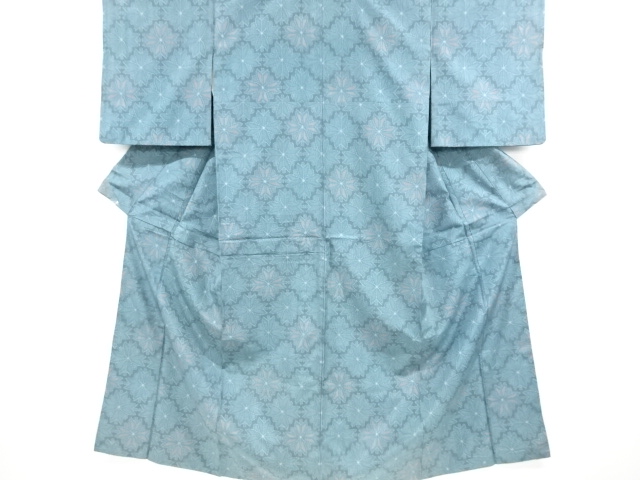 JAPANESE KIMONO / ANTIQUE KIMONO / SILK / TSUMUGI / WOVEN ABSTRACT FLOWER